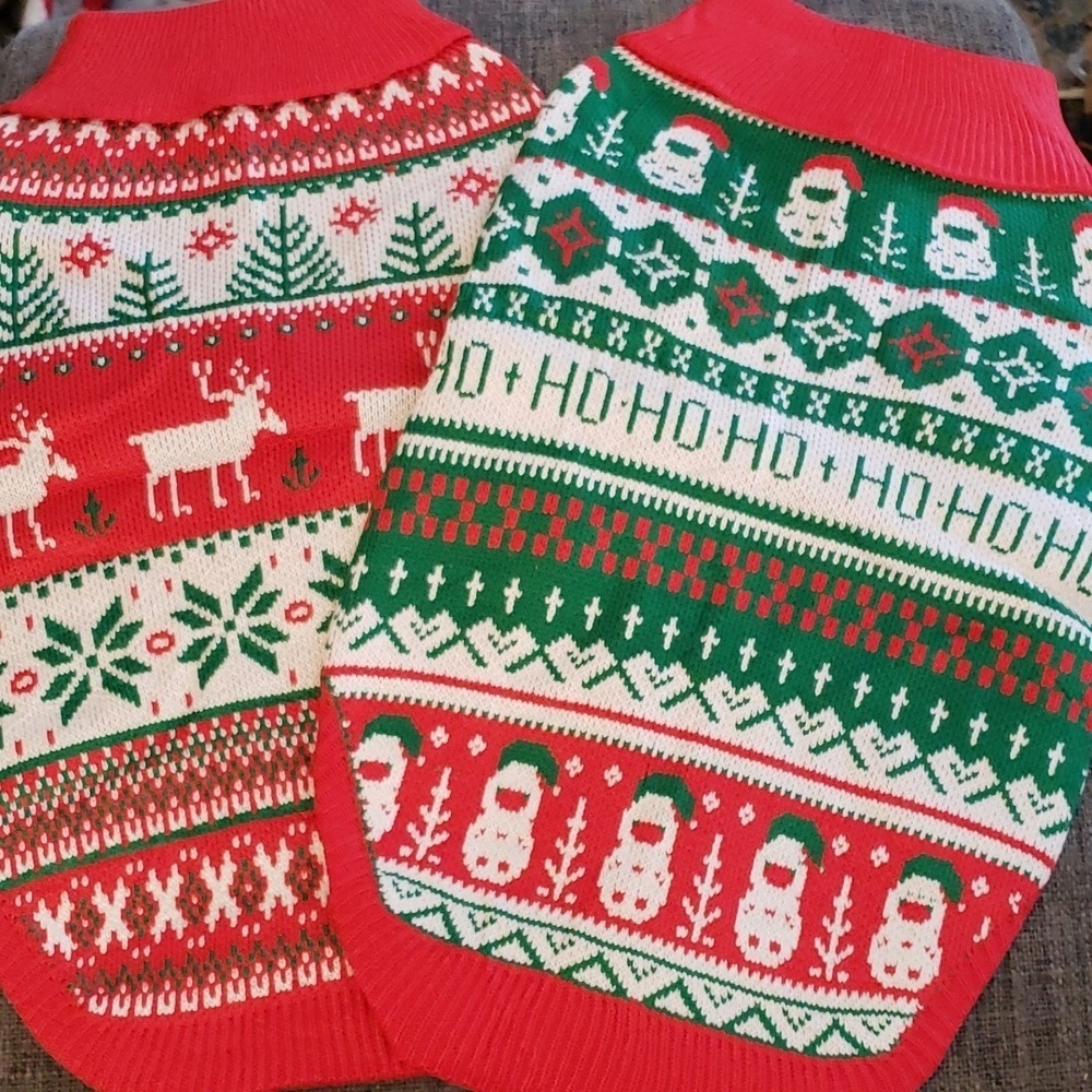 Pedgot 2 Pack Christmas Dog FairIsle Sweater Set Size Medium